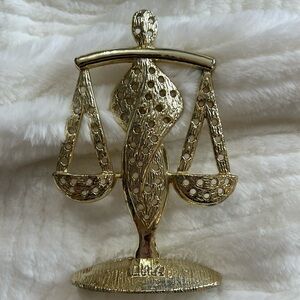 5” Vintage Libra Zodiac Metal Earrings Holder Tree- Rare 1950s BSK Collectible